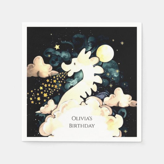 Kinder Waterverf Dragon Verjaardag Servet (Voorkant)