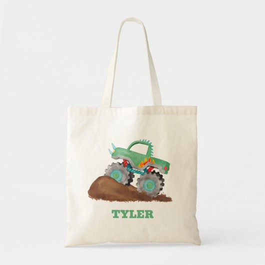 Kinder Waterverf Green Monster Stunt Truck Tote Bag (Voorkant)