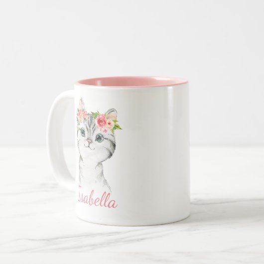 Kinder Waterverf Kitten Mok (Voorkant links)