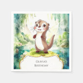 Kinder Waterverf Otter Verjaardag Servet (Voorkant)