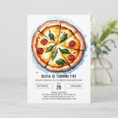 Kinder Waterverf Pizza Verjaardag Kaart (Staand voorkant)