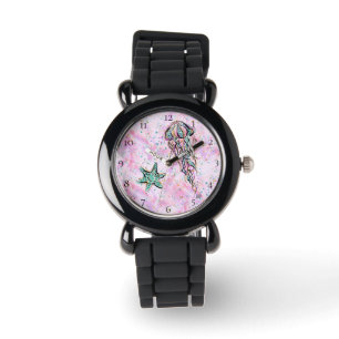 *~* Kinder Waterverf Zee strand Star Jelly Fish Horloge