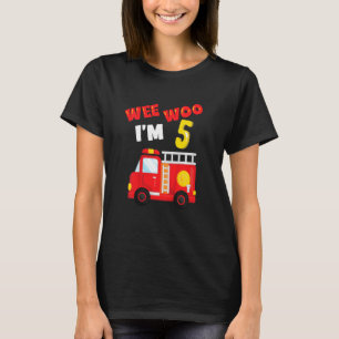 Kinder Wee Woo Brandweerwagen 5 Jaar Oud Brandweer T-shirt