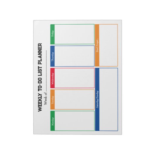 Kinder Weekly To Do Planner Notitieblok (Linkerzijde)