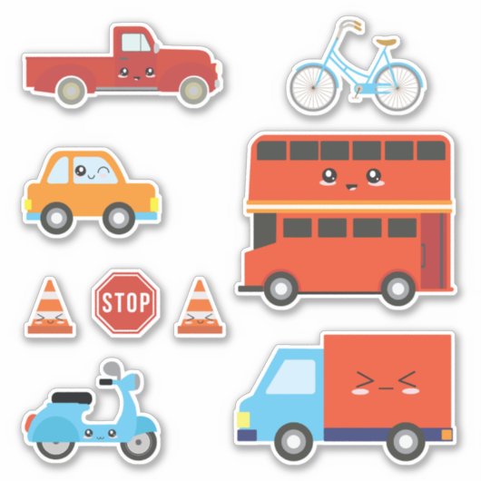 Kinder wegvoertuigen sticker (Voorkant)