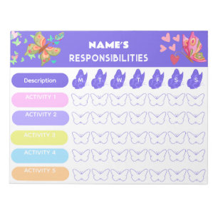 Kinder wekelijkse verantwoordelijkheidsgrafiek notitieblok