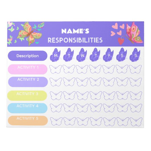 Kinder wekelijkse verantwoordelijkheidsgrafiek notitieblok (Voorkant)