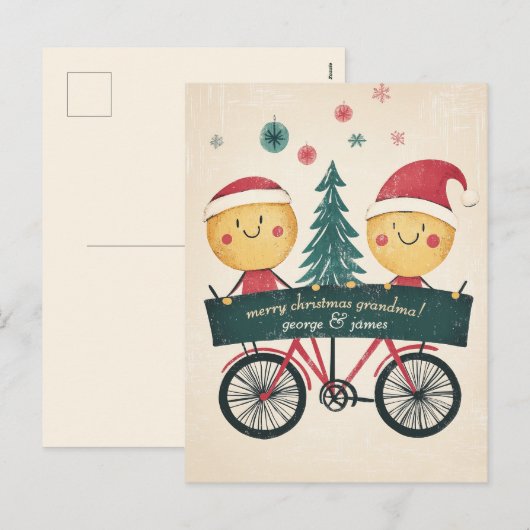 Kinder wensen vrolijk kerstfeest feestdagenkaart (Voorkant / Achterkant)