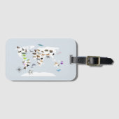 Kinder Wereldkaart dieren Bagagelabel (Voorkant (horizontaal))