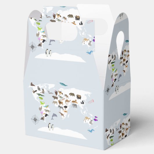 Kinder Wereldkaart dieren Bedankdoosjes (Geopend)