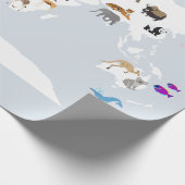 Kinder Wereldkaart dieren Cadeaupapier (Hoek)