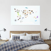 Kinder Wereldkaart dieren Canvas Afdruk (Insitu (Slaapkamer))