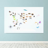 Kinder Wereldkaart dieren Canvas Afdruk (Insitu (Houten vloer))