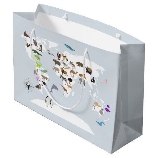 Kinder Wereldkaart dieren Groot Cadeauzakje (Achterkant Gekanteld)