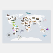 Kinder Wereldkaart dieren Inpakpapier Vel (Voorkant 2)
