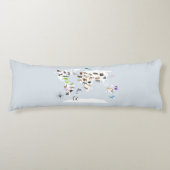 Kinder Wereldkaart dieren Lichaamskussen (Voorkant)