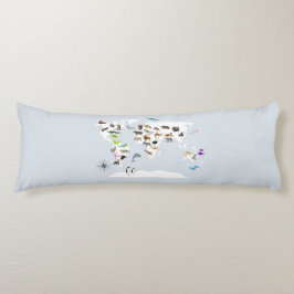 Kinder Wereldkaart dieren Lichaamskussen