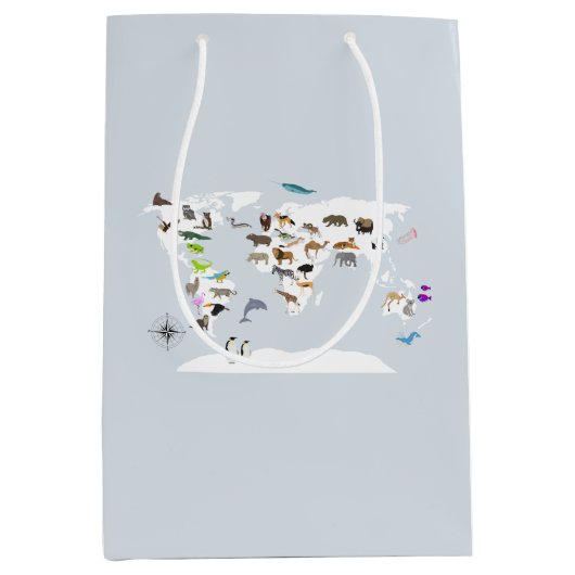 Kinder Wereldkaart dieren Medium Cadeauzakje (Voorkant)
