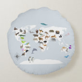 Kinder Wereldkaart dieren Rond Kussen (Achterkant)