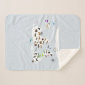 Kinder Wereldkaart dieren Sherpa Deken (Voorkant (horizontaal))