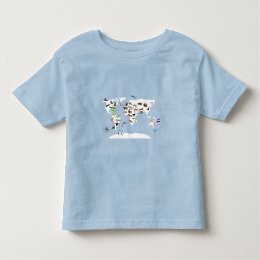 Kinder Wereldkaart dieren Shirts (Voorkant)