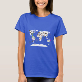 Kinder Wereldkaart dieren T-shirt