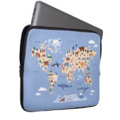 Kinder Wereldkaart Schattige grillig modern Laptop Sleeve (Voorkant Rechts)
