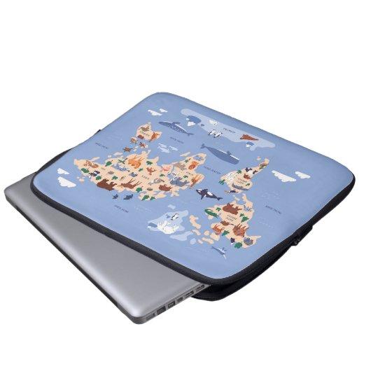 Kinder Wereldkaart Schattige grillig modern Laptop Sleeve (Voorkant onderkant)
