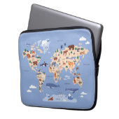 Kinder Wereldkaart Schattige grillig modern Laptop Sleeve (Voorkant Links)