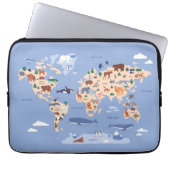 Kinder Wereldkaart Schattige grillig modern Laptop Sleeve (Voorkant)