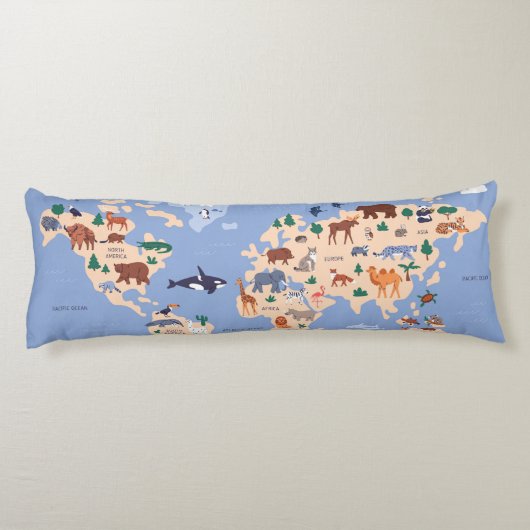 Kinder Wereldkaart Schattige grillig modern Lichaamskussen (Achterkant)
