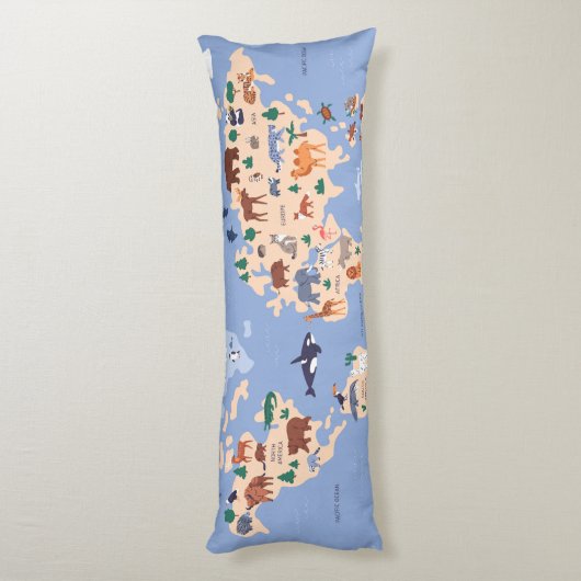 Kinder Wereldkaart Schattige grillig modern Lichaamskussen (Achterkant (Verticaal))
