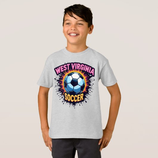 Kinder West Virginia Voetbal T-shirt – WV Pride (Voorkant volledig)