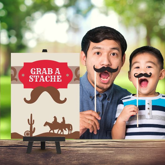 Kinder Westerne rode "grijp een stache" Party Favo Poster