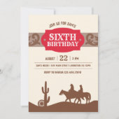 Kinder Westerne Verjaardag Rood & Bruin Feest Kaart (Voorkant)