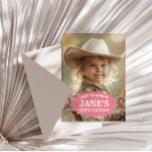 Kinder Westerne Verjaardag Roze/Bruin Foto Bedankkaart