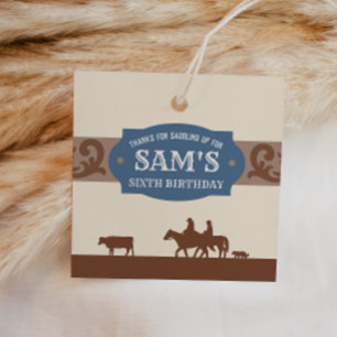 Kinder Westerne verjaardagsfeestje blauw/bruin dan Bedankjes Labels