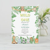 Kinder Wild One 1st Birthday Party Invitation Kaart (Staand voorkant)