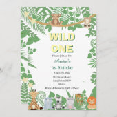Kinder Wild One 1st Birthday Party Invitation Kaart (Voorkant / Achterkant)