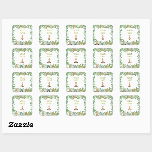Kinder Wild One Birthday Party Square Sticker (Vel)