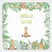 Kinder Wild One Birthday Party Square Sticker (Voorkant)