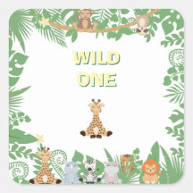 Kinder Wild One Birthday Party Square Sticker