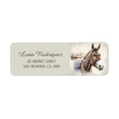 Kinder Winter Waterverf Donkey Retouradres Etiket (Voorkant)