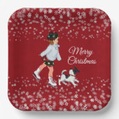 Kinder winterkerstmeisjes papieren bordje (Voorkant)