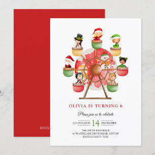 Kinder Winterspelen Ferris Wheel Xmas Birthday Kaart