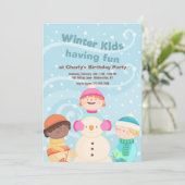 Kinder winteruitnodiging kaart (Staand voorkant)