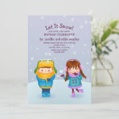 Kinder winteruitnodiging kaart (Staand voorkant)