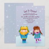 Kinder winteruitnodiging kaart (Voorkant / Achterkant)