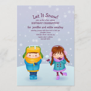 Kinder winteruitnodiging kaart