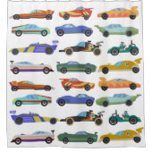 Kinder Wit Race Car Shower Curtain Douchegordijn (Voorkant)